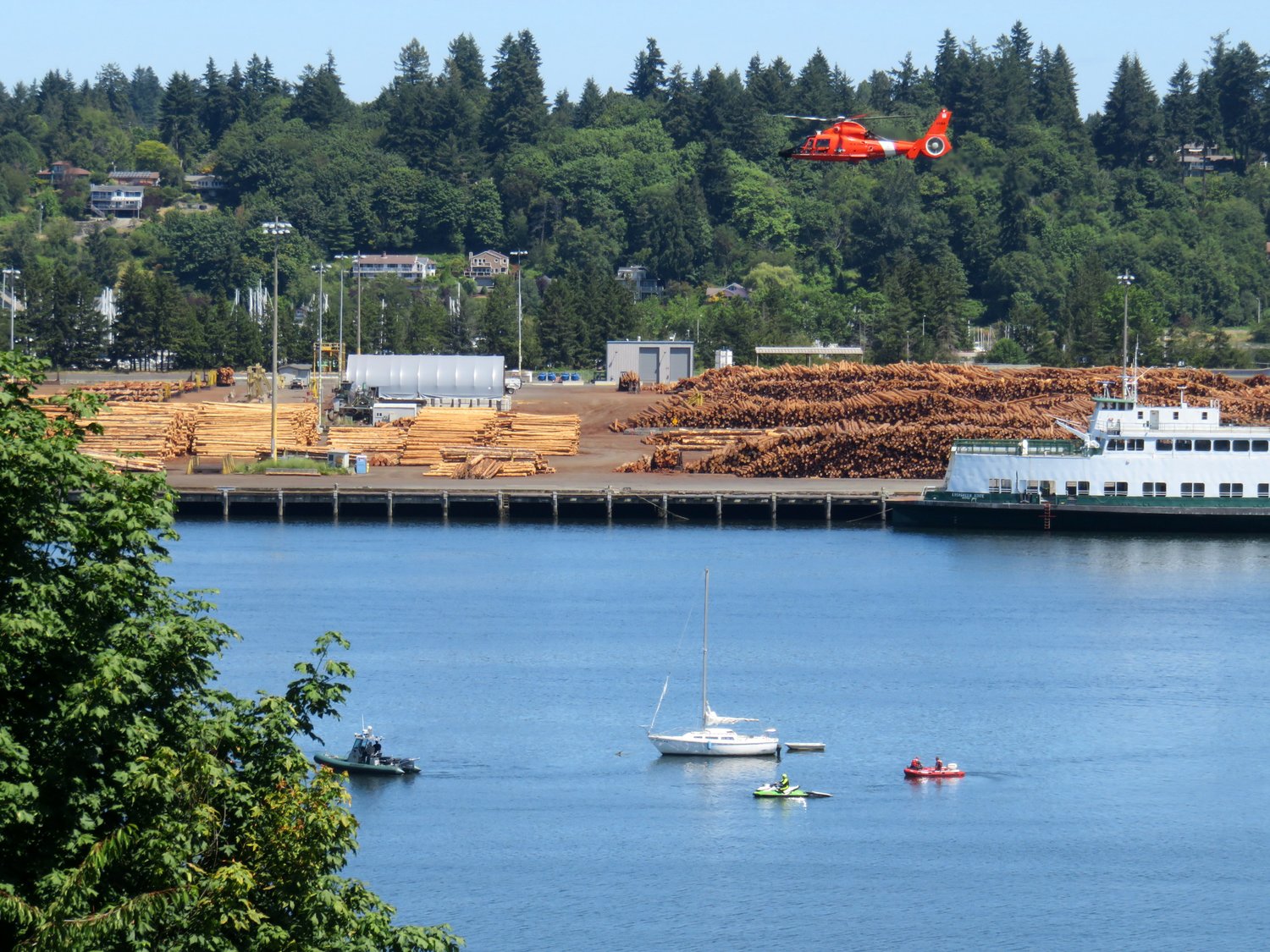 Life vests save lives: The U.S. Coast Guard deployed a chopper to assist in the recovery of a man who had jumped off a boat near the port of Olympia. His body was eventually recovered on Sun., July 18, 2021.